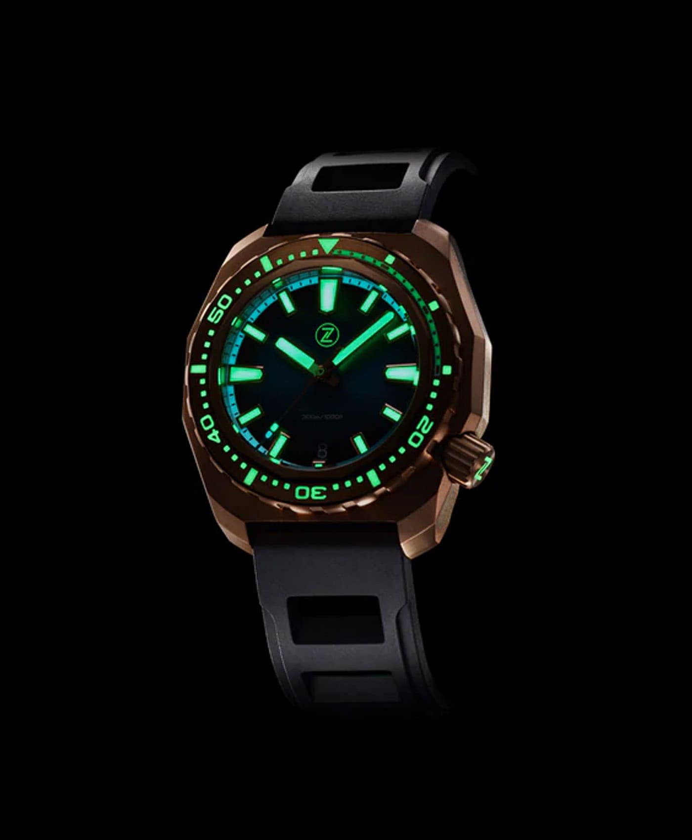 Zelos - Hammerhead v3 - 300m Bronze - Emerald Green-lume-min