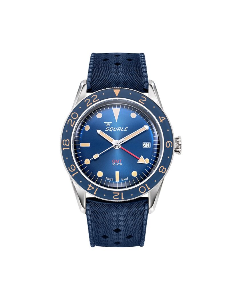 Squale - SUB 39 - GMT Vintage - Blue - Tropic Rubber strap-min