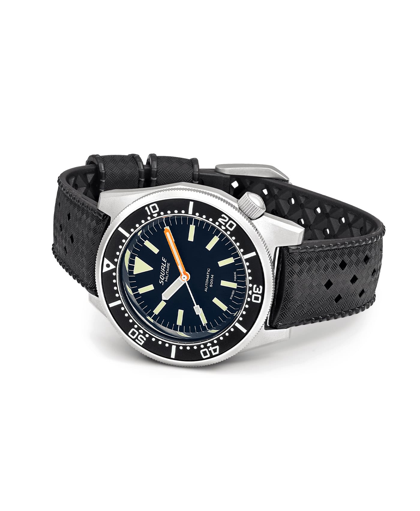 Squale - 1521 Black Militaire - Blasted - Rubber - 1521MILBL.HT-side-min
