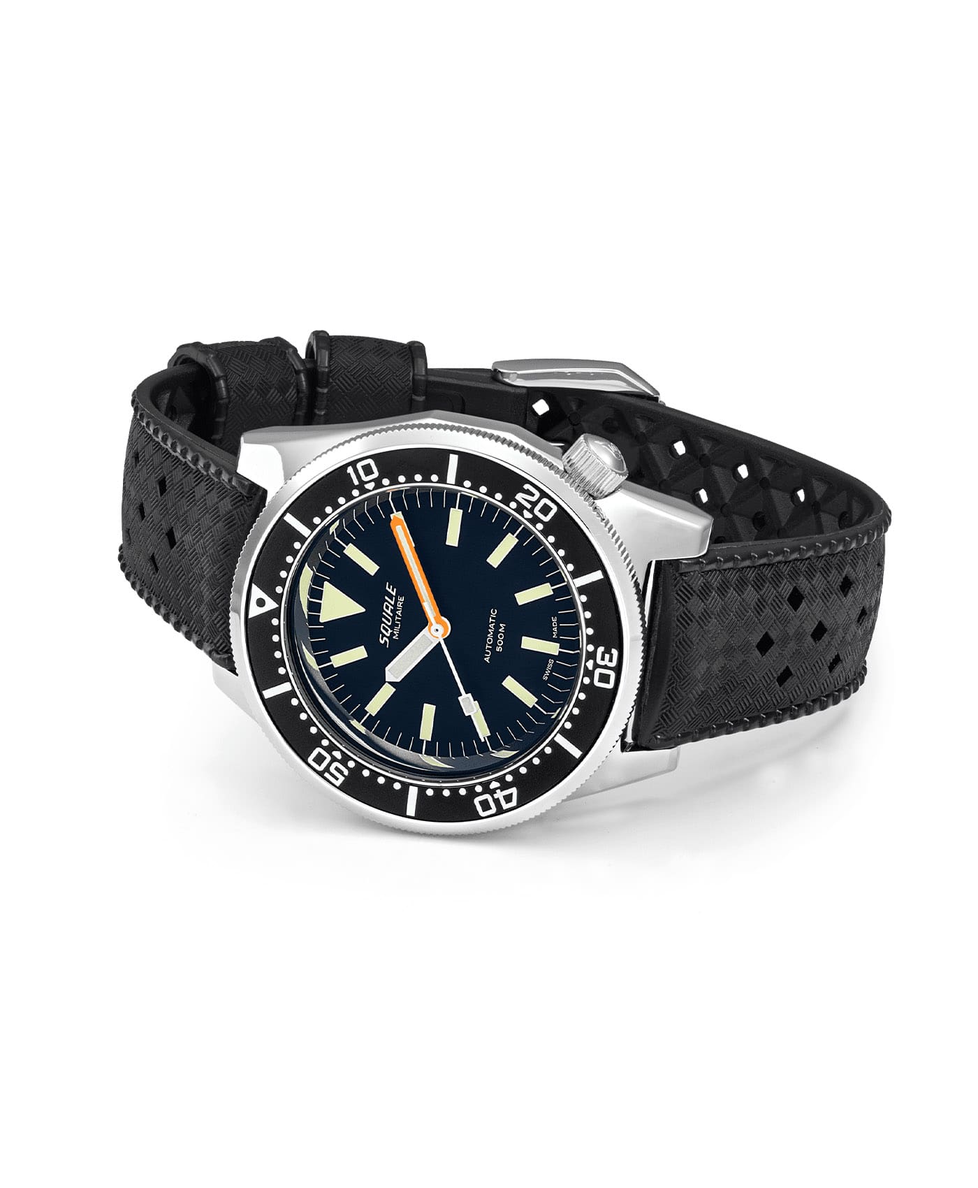 Squale - 1521 Black Militaire - Polished - Rubber - 1521MIL.HT-side-min