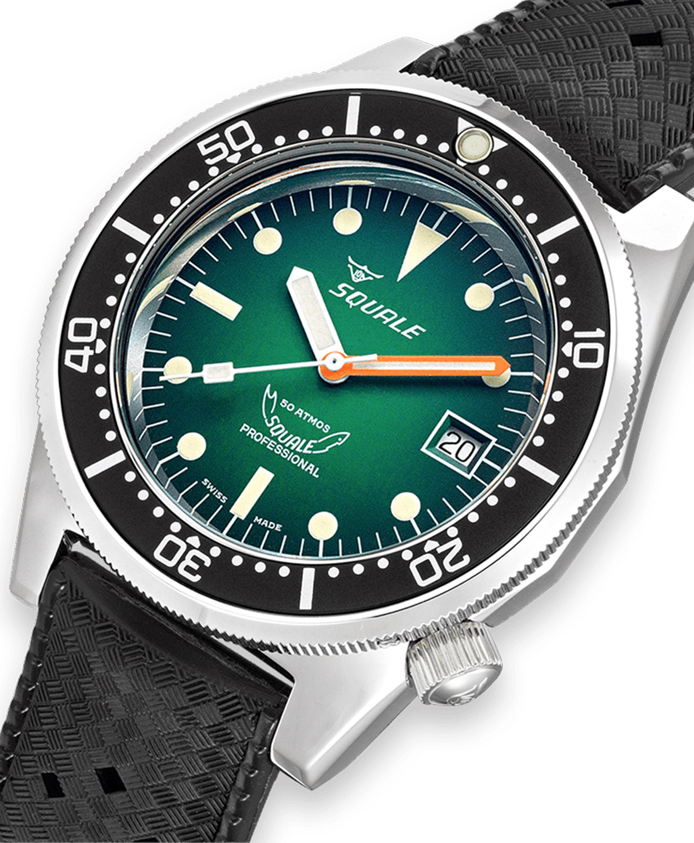 Squale - 1521 Green Ray Rubber - 1521PROFGR.HT-close up