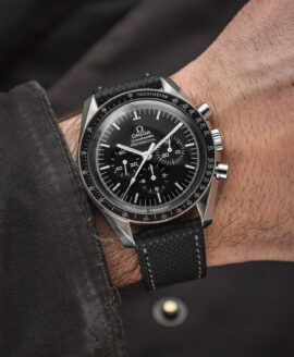 Wristporn-Black-Nautical-Leather-Watch Strap-omega-speedmaster-wrist shot