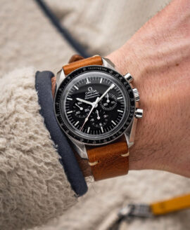 Wristporn-Brown Tuscany-Cowhide-Leather-Watch Strap-omega-speedmaster-wrist-shot