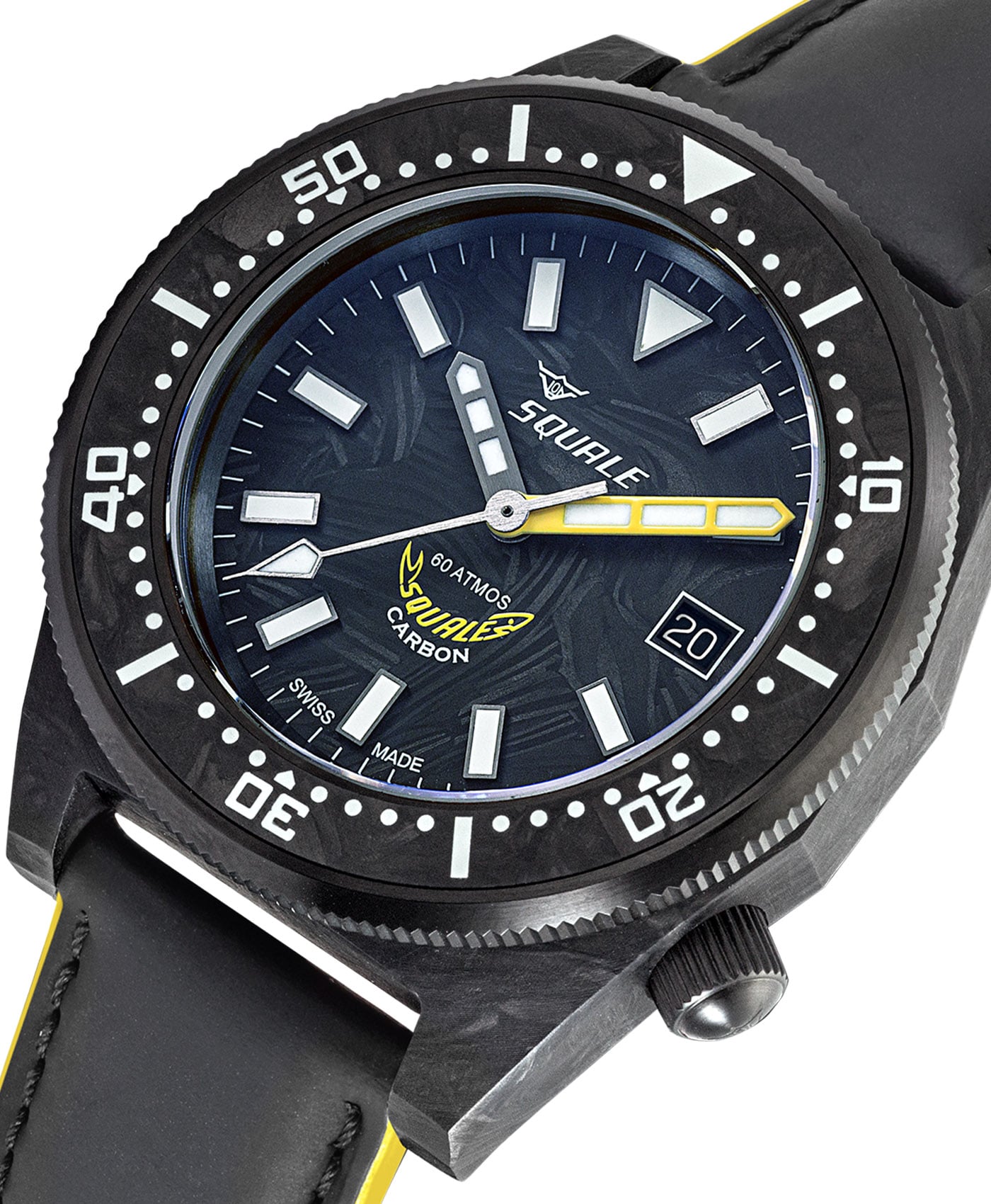 Squale - 60 ATM - T-183 Forged Carbon - Yellow-close up-min
