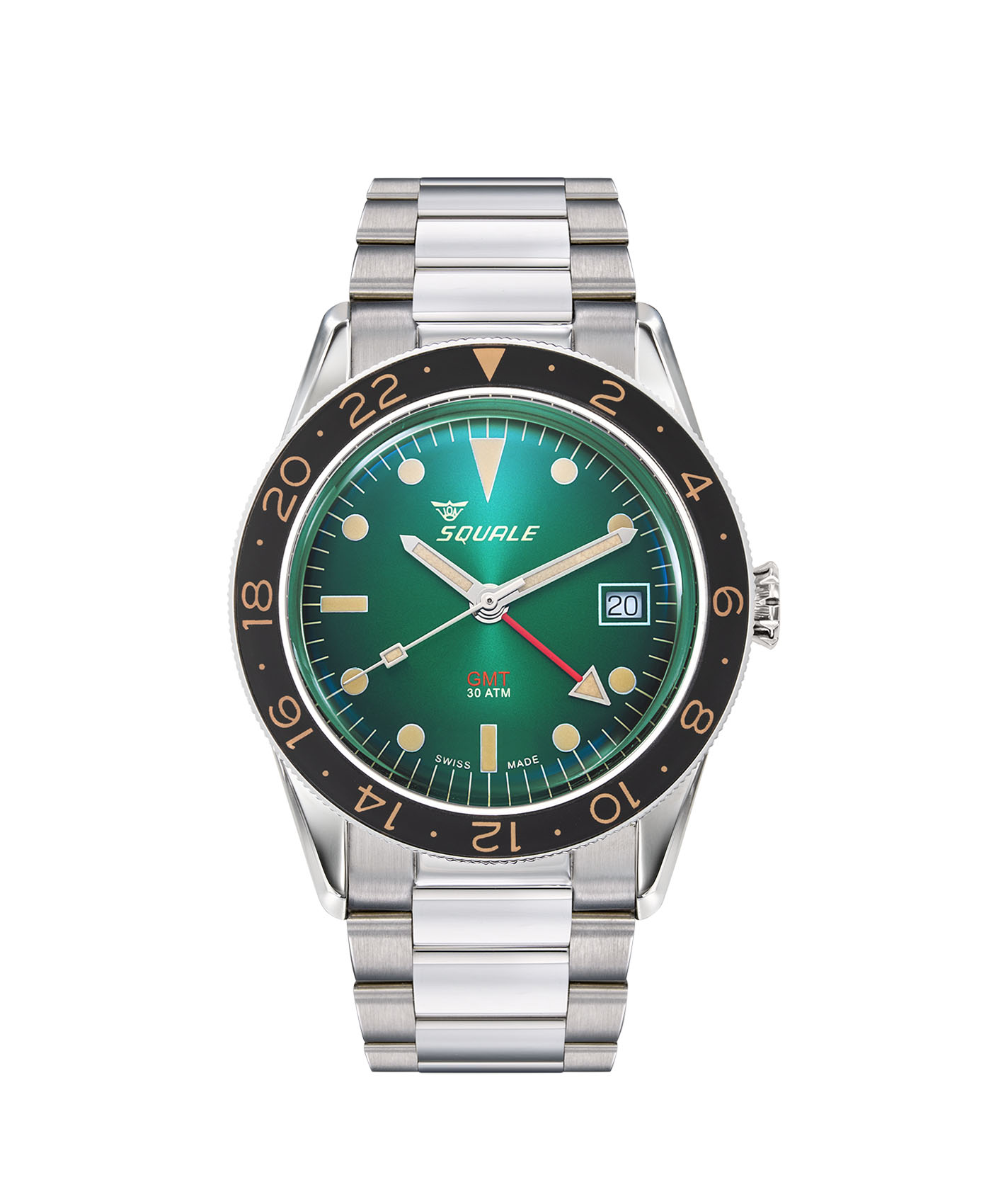 Squale - SUB 39 - GMT Vintage - Green - Metal Bracelet