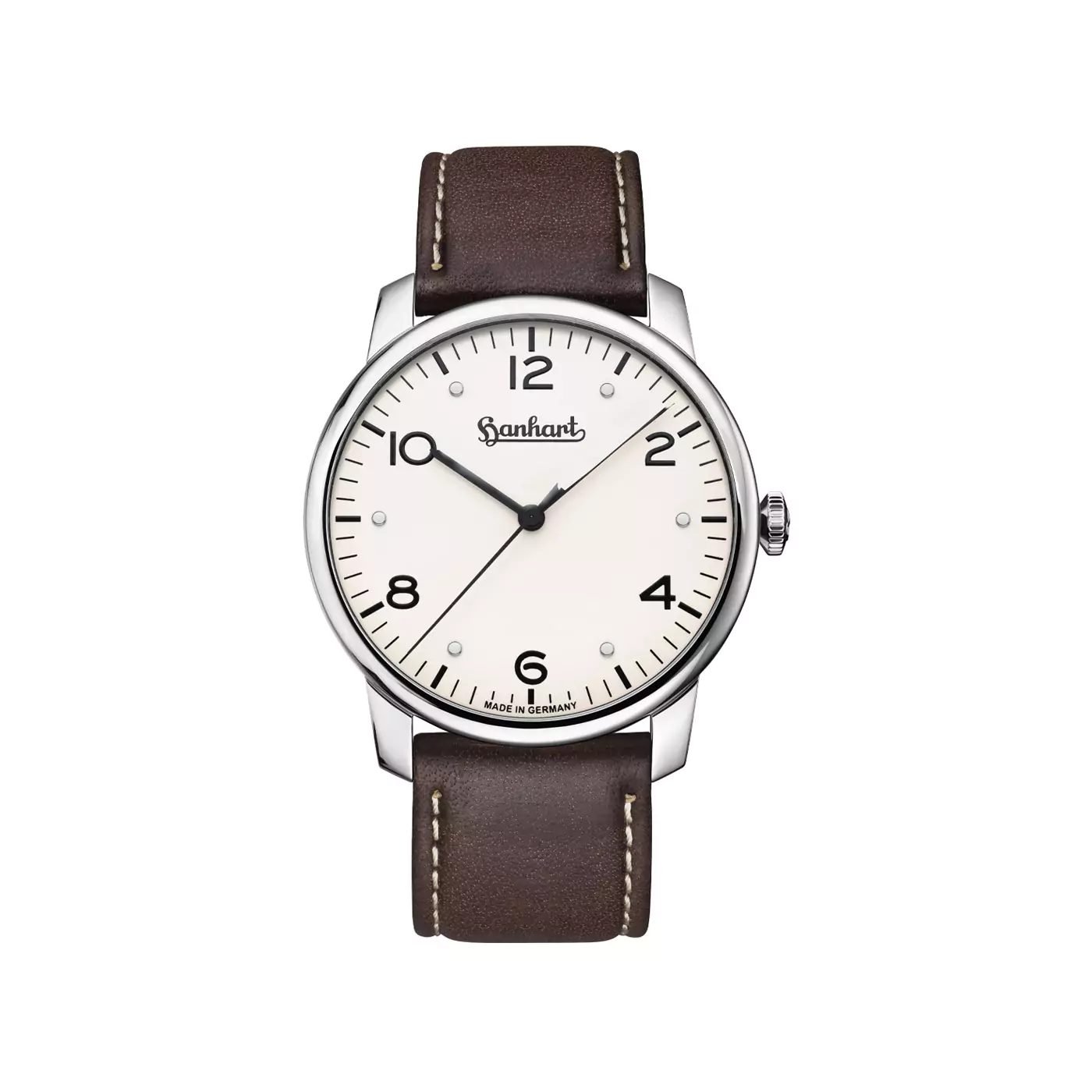 hanhart-pioneer-silva-white-385-mm-brown-leather-bracelet hanhart-pioneer-silva-white-385-mm-brown-leather-bracelet