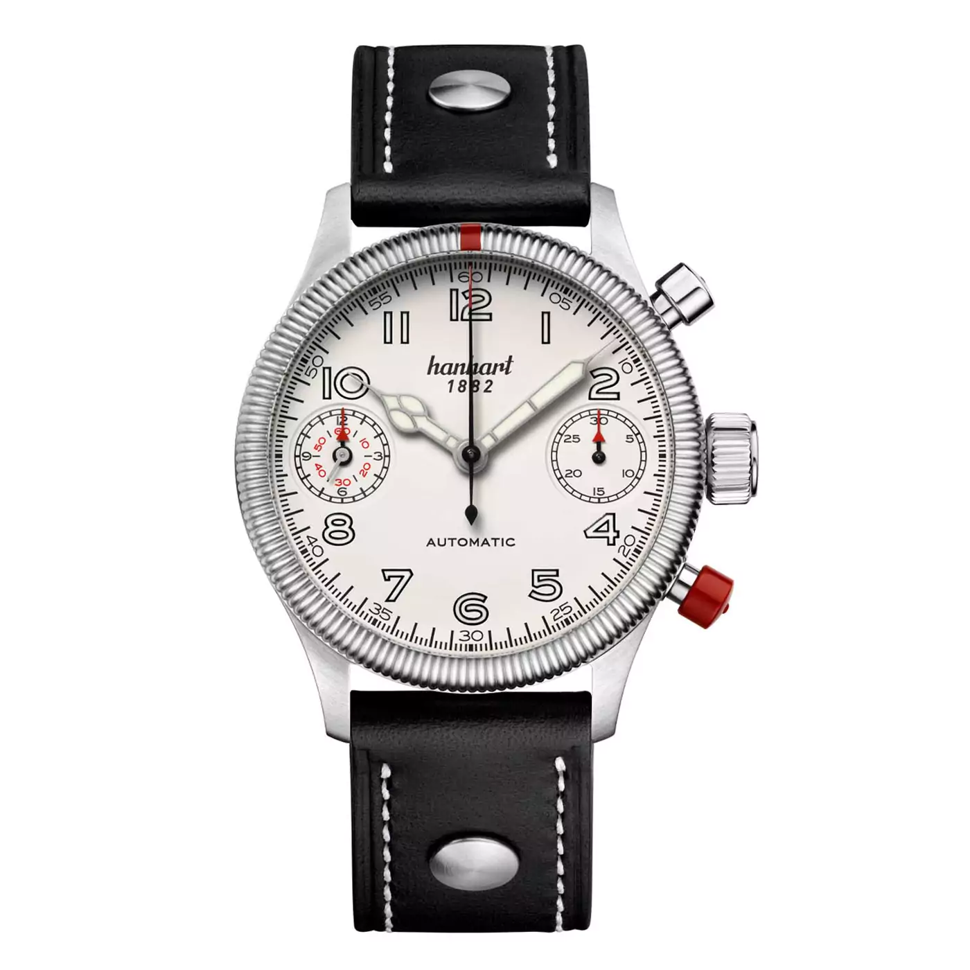 hanhart-pioneer-twindicator-antique-white-fluted-bezel-45-mm-black-leather hanhart-pioneer-twindicator-antique-white-fluted-bezel-45-mm-black-leather