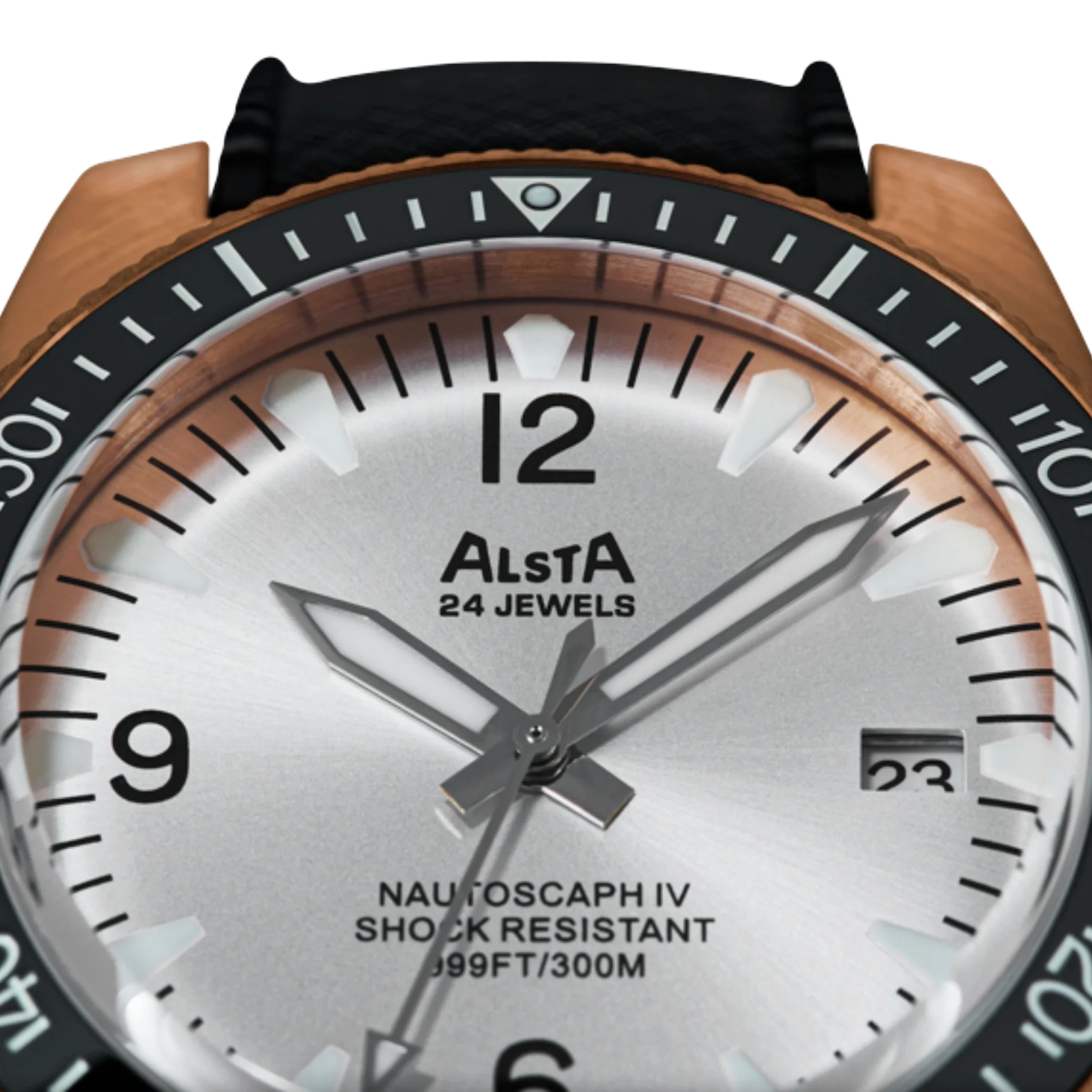 Alsta - Nautoscaph - Bronze Silver - dial macro Alsta - Nautoscaph - Bronze Silver - dial macro