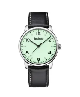 Hanhart - PIONEER Silva - Pistachio - 38.5 mm - Black Leather