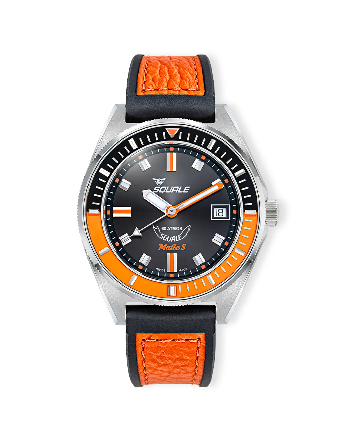 Squale - Matic S Orange - MATICBKOBK.RLOR - HydroLeather Watch Strap 2 Squale - Matic S Orange - MATICBKOBK.RLOR - HydroLeather Watch Strap 2