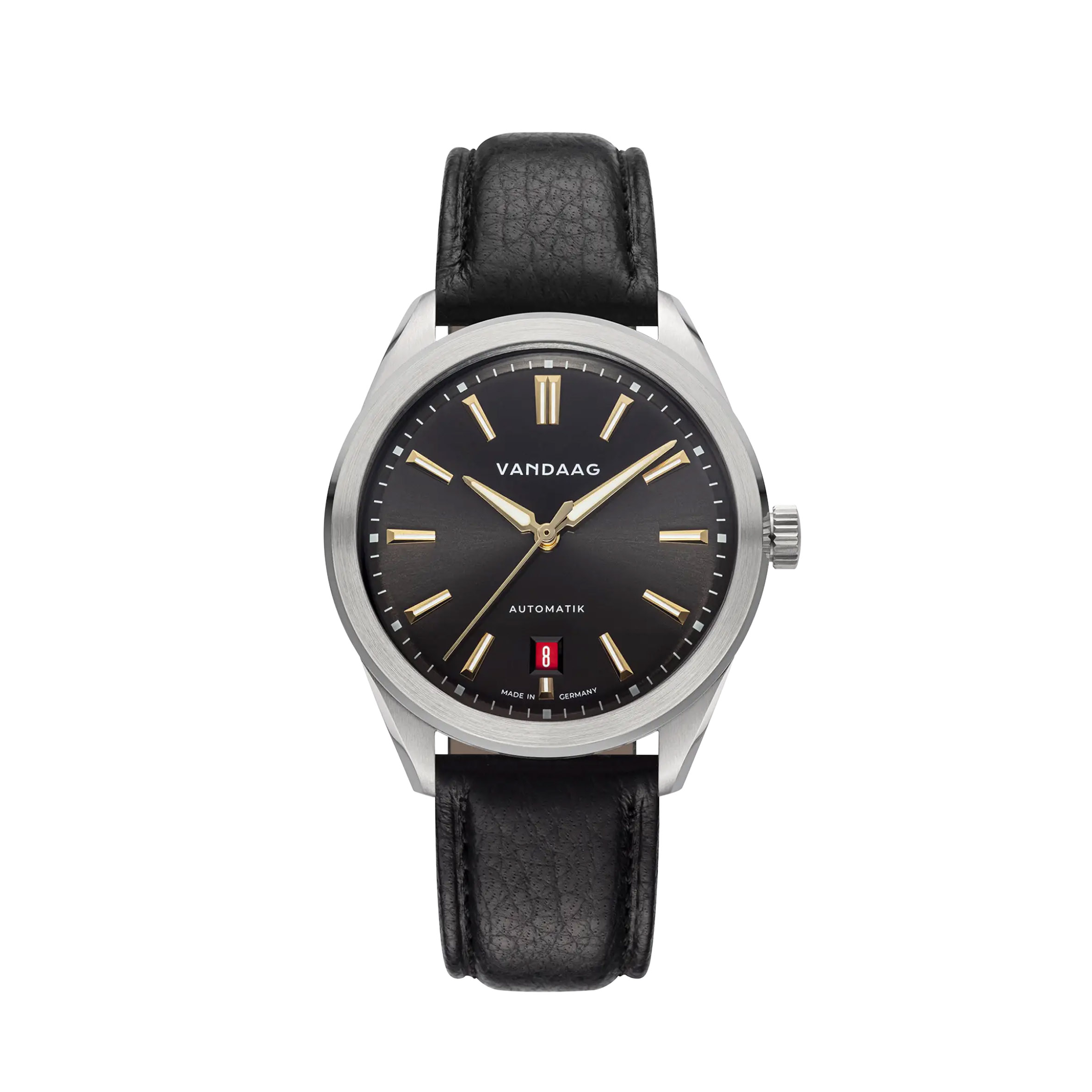 Vandaag - Baas - Gold-Kraft - Leather Bracelet - Red Date Vandaag - Baas - Gold-Kraft - Leather Bracelet - Red Date