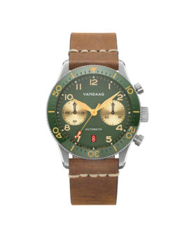 Vandaag - Schallmauer Automatik - Gold-Harmonie - Tweede Pelle Leather Strap Light Brown with White Stitching